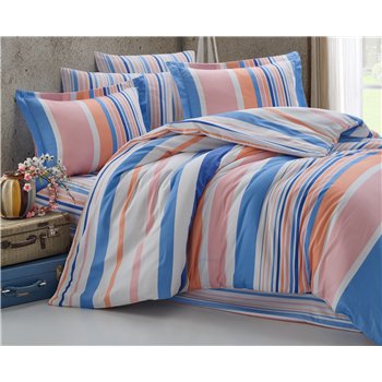 Povlečení bavlna 140x200, 70x90 cm Mart blue-pink, zipový uzávěr