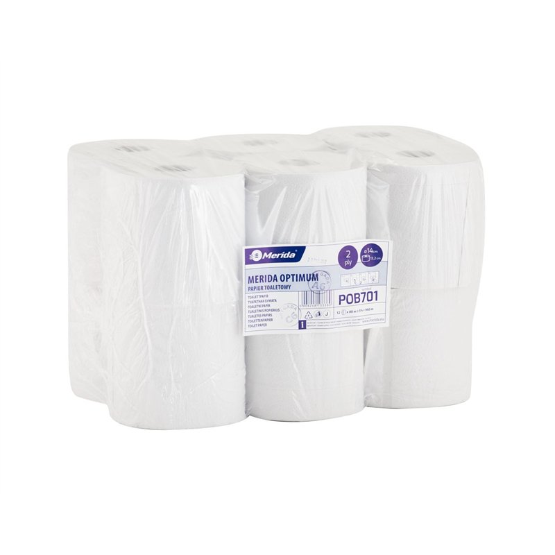 Toaletní papír MERIDA OPTIMUM - FLEXI, bílý, 14 cm, 80 m, 2-vrstvý