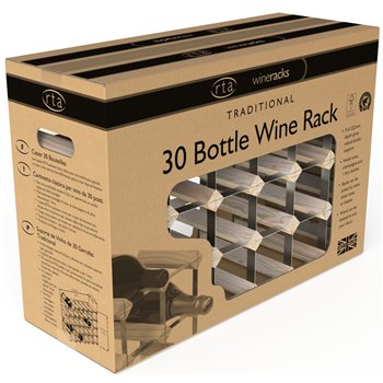 Stojan na víno RTA na 30 lahví, přírodní borovice - pozinkovaná ocel/sestavený