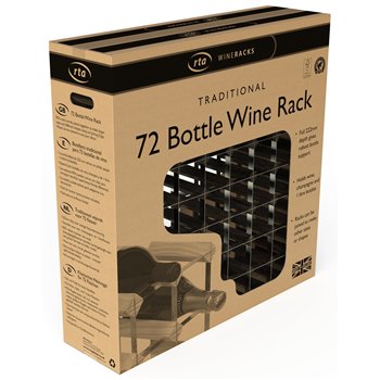 Stojan na víno RTA na 72 lahví, černý jasan - pozinkovaná ocel/sestavený