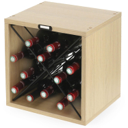 Stojan na 12 láhví vína Compactor CUBE X, dekor dub, 36 x 30 x V36,5 cm