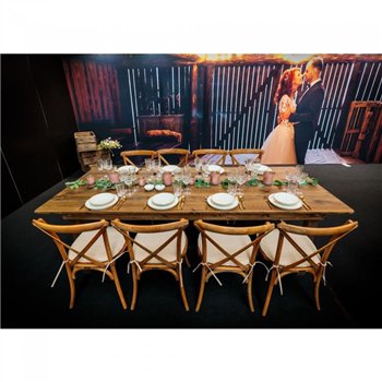 Skládací dřevěný jídelní stůl FERMETTE LOW, 255 x 100 x 74 cm, Borovice