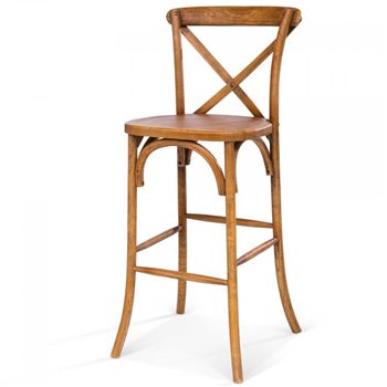 Dřevěná barová židle CROSSBACK, výška 110 cm, Borovice