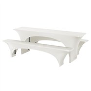 Bonn - sada elastických potahů na pivní set, 220 x 50 x V78 cm, Bílá