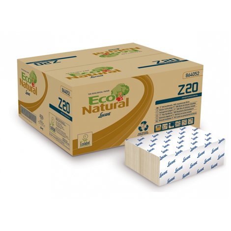 Skládané papírové ručníky Econatural LUCART Z 20, 2 vrstvy, 3000 ks