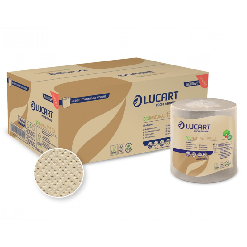 Papírové utěrky v roli Econatural LUCART 155 ID, 2 vrstvy, 155 m, 1 ks