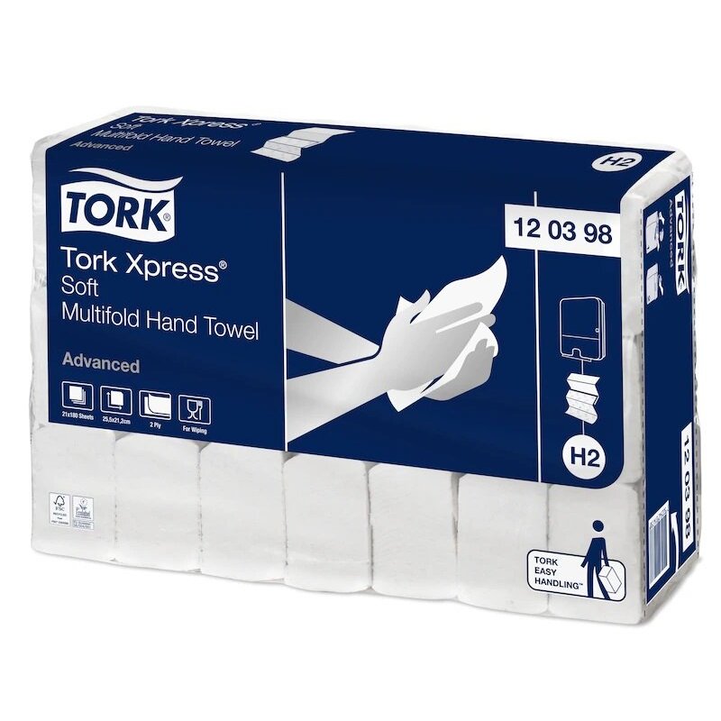 Tork Xpress® H2 papírové ručníky, 2-vrstvé, recykl, bílé, 21x180 ks