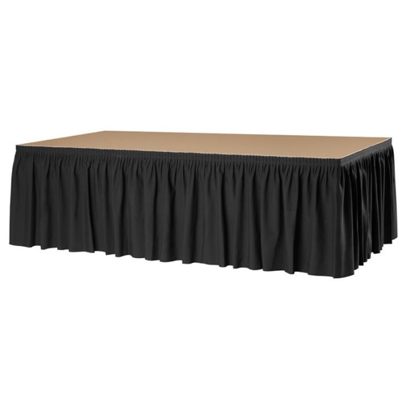 Zvlněná rautová sukně pro mobilní pódium, 410 x 40 cm, černá