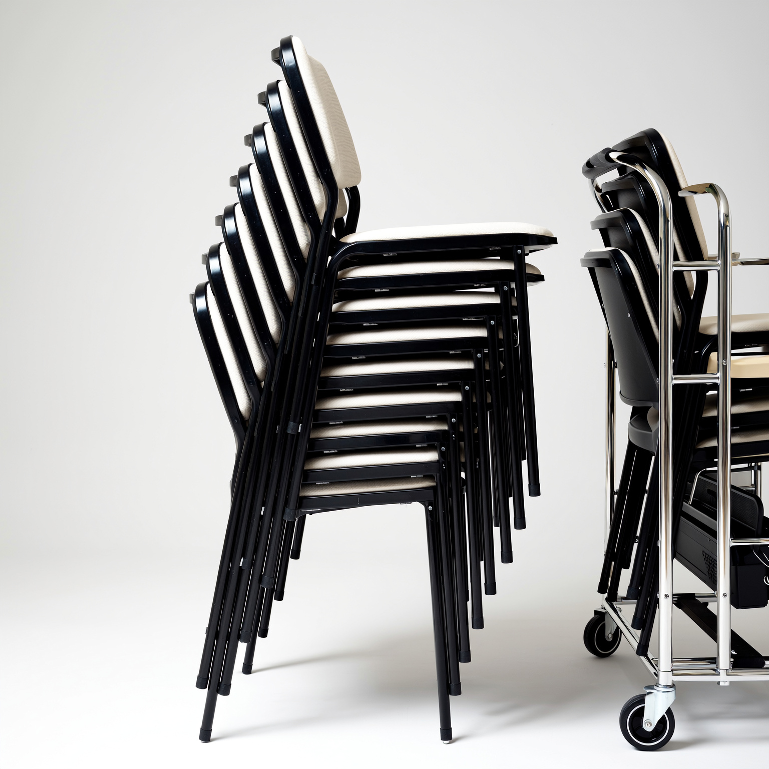 Stohování banketových židlí a transportní vozík