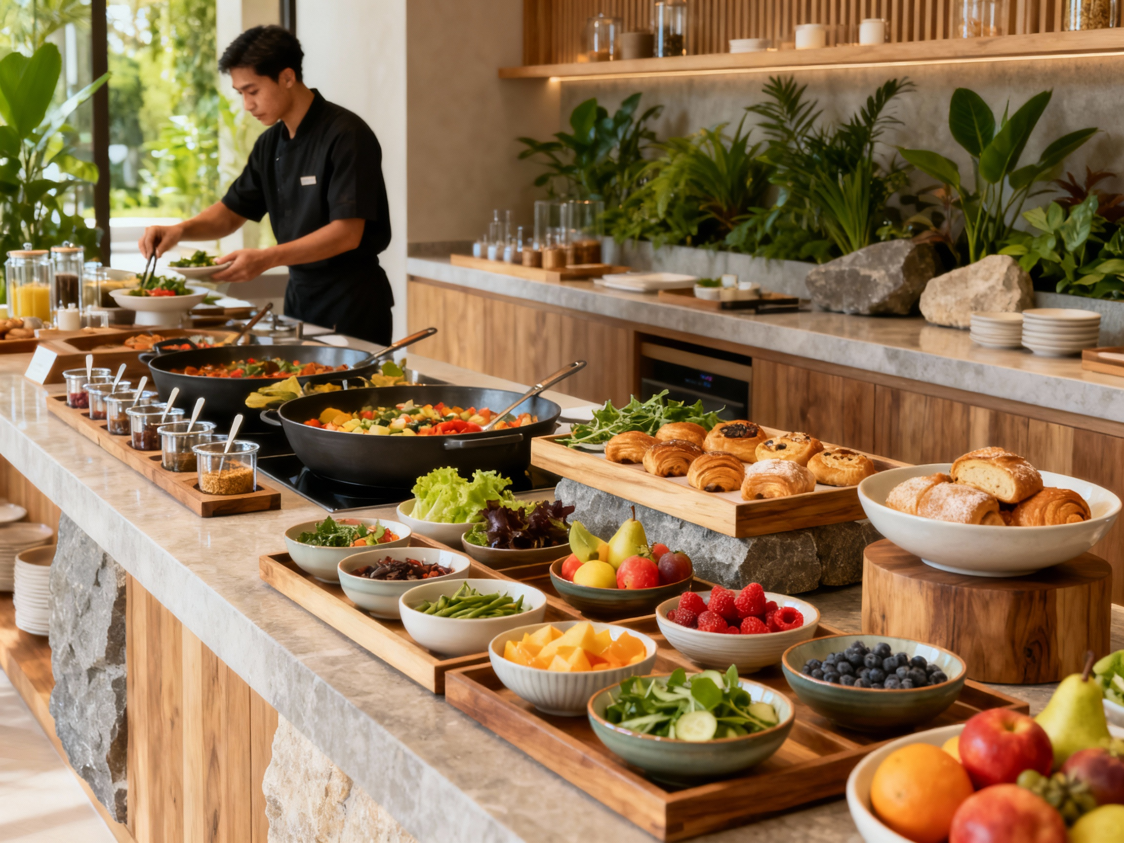 Laděný bufet s čerstvými potravinami